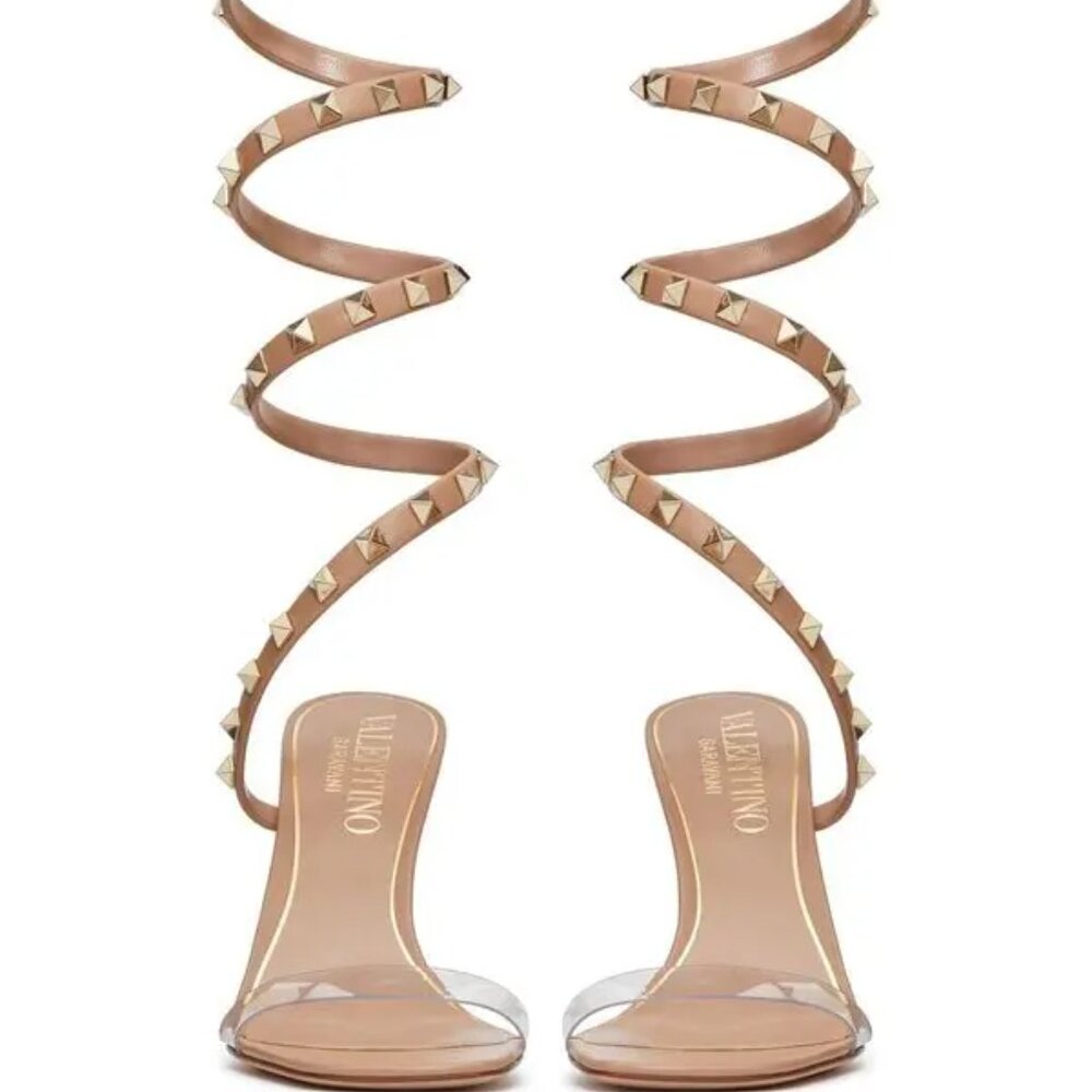 Valentino Garavani Rockstud 100 leather and PVC sandals